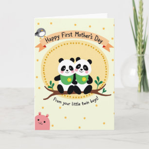 Twin Cubs Mothers Day Illustration Card