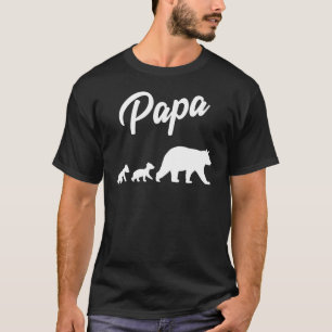 Twin Dad Papa Bear Two Cubs 2 Kids Father's Day T-Shirt