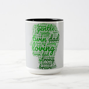 Twin Dad World Cloud Green and Grey Two-Tone Coffee Mug