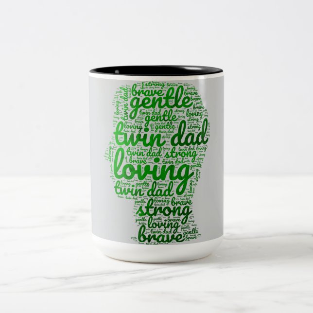 Twin Dad World Cloud Green and Grey Two-Tone Coffee Mug (Center)