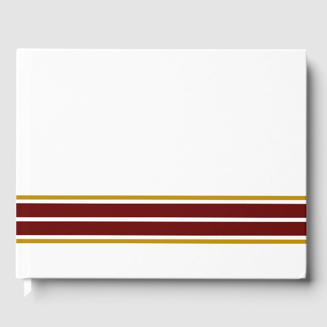 Twin Deep Red Bottom Racing Stripes On White Guest Book (Front)