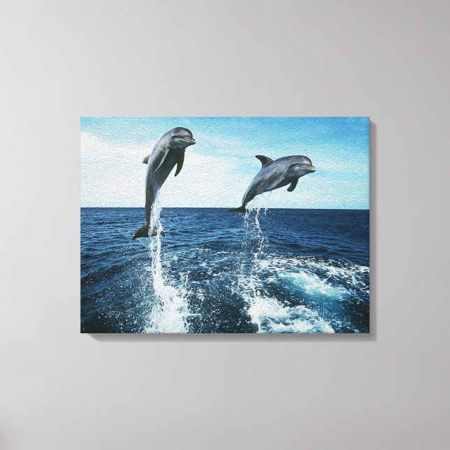 Twin Dolphins Canvas Print (Front)