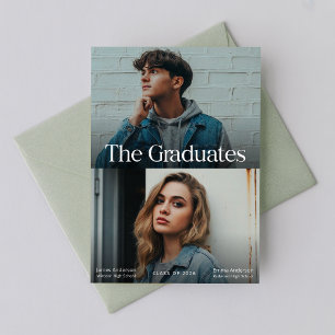 Twin Double Joint Photo Graduation Announcement Postcard