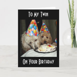 TWIN DOUBLE LOVE, DOUBLE DOGS DOUBLE BIRTHDAY CARD
