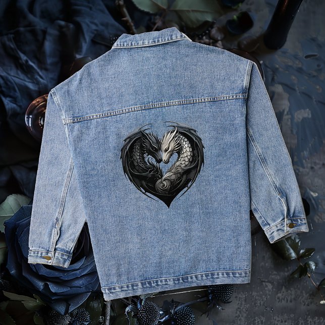 Twin Dragon Heart Denim Jacket (Creator Uploaded)