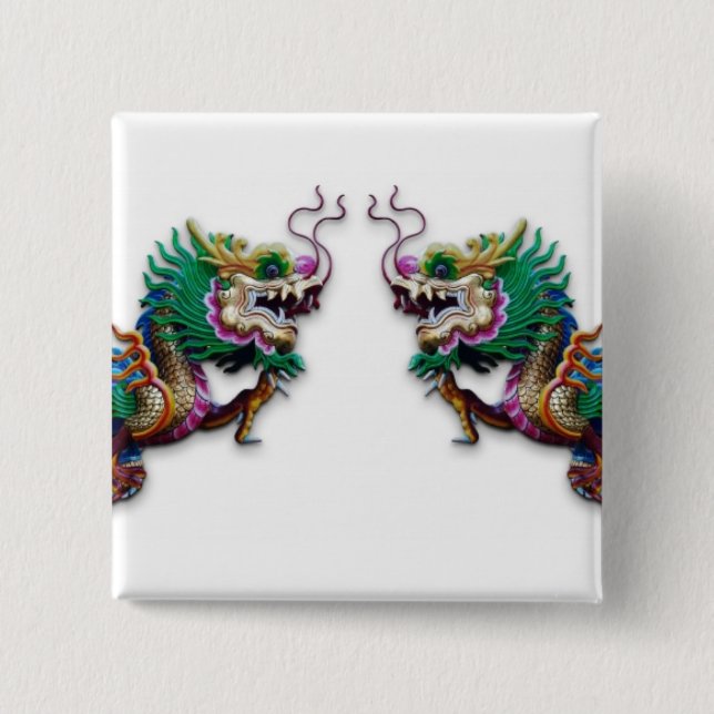 Twin Dragons 15 Cm Square Badge (Front)