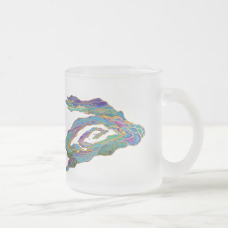 Twin Dragons Chasing The Sun - Surreal Painting Frosted Glass Coffee Mug