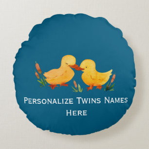 Twin Ducklings Round Cushion
