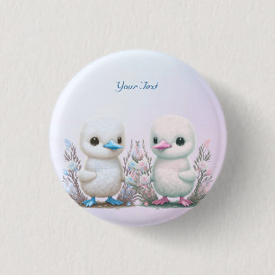 Twin Ducks Floral Button