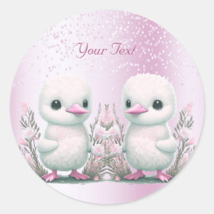 Twin Ducks Pink Floral Sticker