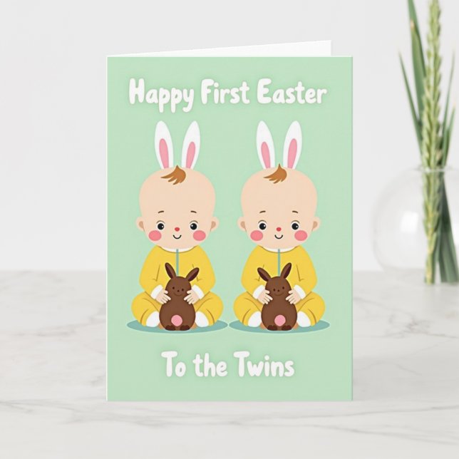 Twin Easter Bunny Art Card (Front)