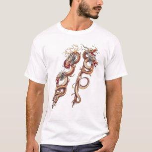 Twin Eastern Dragons Roaring T-Shirt