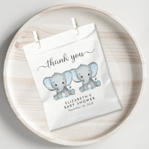 Twin Elephant Baby Boys Shower Thank You Favour Bags