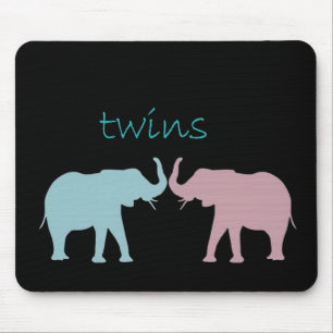 Twin Elephant Pink And Blue Mouse Mat