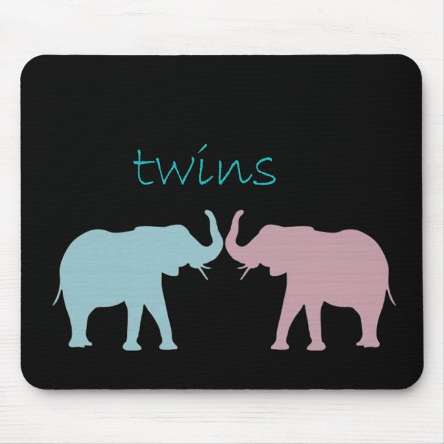 Twin Elephant Pink And Blue Mouse Mat (Front)
