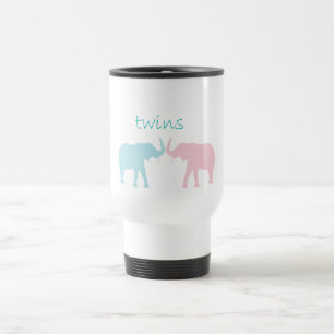 Twin Elephant Pink And Blue Travel Mug