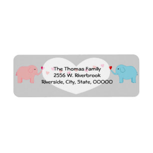 Twin Elephants Boy Girl Return Label