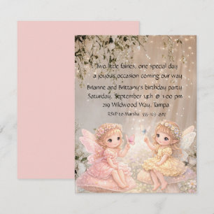 Twin Fairy Birthday Party DIGITAL DOWNLOAD Invite
