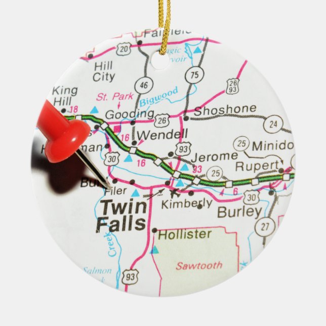 Twin Falls, Idaho Ceramic Tree Decoration (Front)