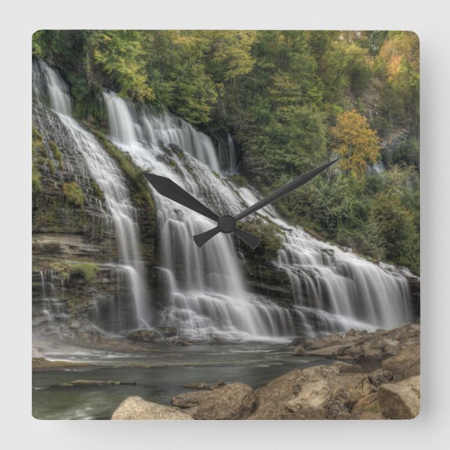 Twin Falls Waterfall Square Wall Clock (Front)