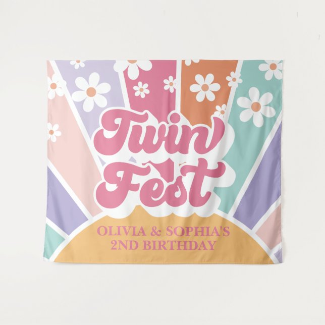 Twin Fest Rainbow Sunshine Tapestry (Front (Horizontal))