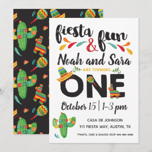 Twin Fiesta First Birthday Invitation