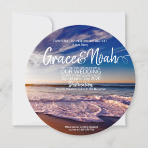Twin Flame Destination Beach Wedding Invitation