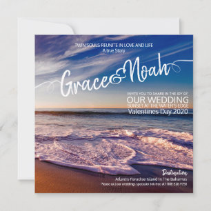 Twin Flame Destination Beach Wedding Invitation
