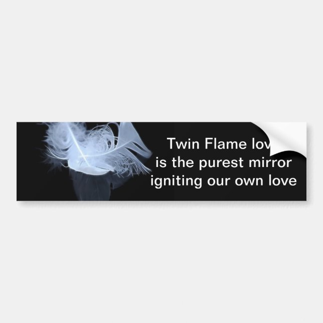 Twin flame feathers and reflection bumper sticker (Front)