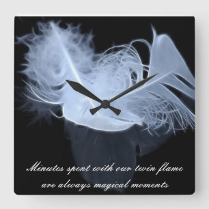 Twin flame feathers and reflection square wall clock