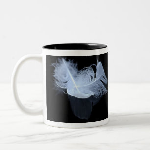 Twin flame feathers and reflection Two-Tone coffee mug