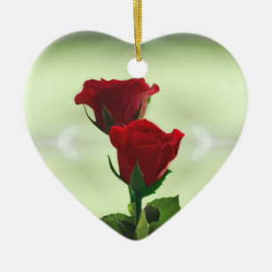 Twin Flame love red roses Ceramic Tree Decoration