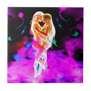 TWIN FLAME psychedelic Tile