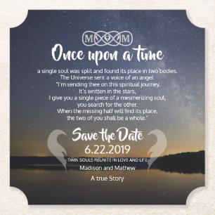 Twin Flame Save the Dates Paper Coaster