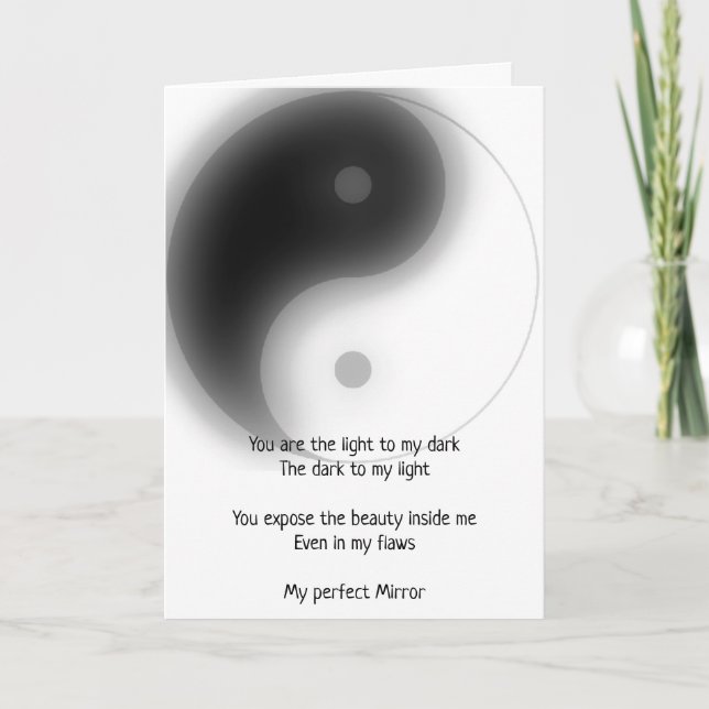Twin Flame Soulmates My Mirror Yin Yang Poem Holiday Card (Front)