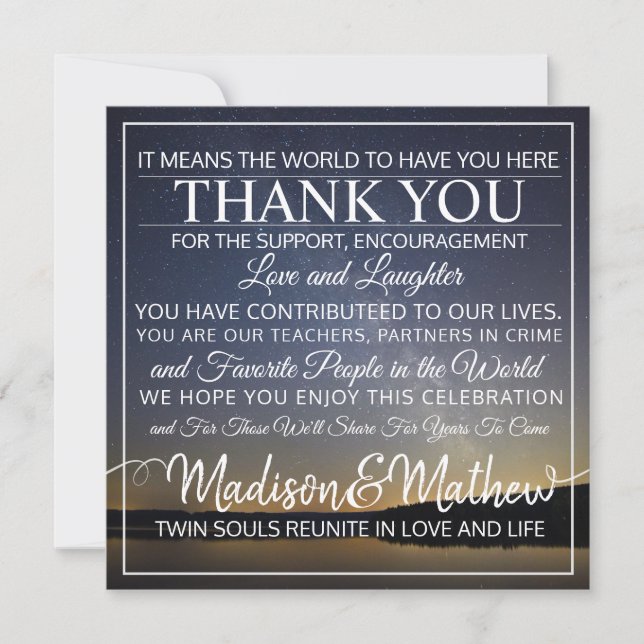 Twin Flame Thank You Table Cards (Front)