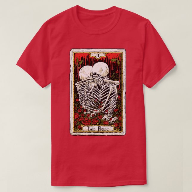 Twin Flame Two of Cups Tarot d Horoscope Zodiac As T-Shirt (Design Front)