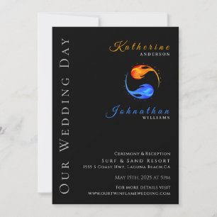 Twin Flame Wedding Theme-Black- Invitation
