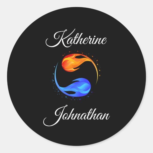 Twin Flame Wedding Theme- Classic Round Sticker (Front)