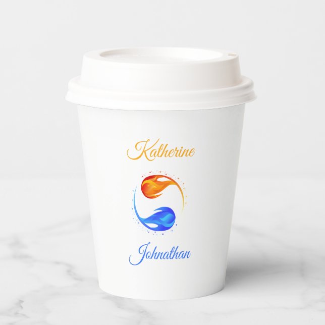 Twin Flame Wedding Theme-White- Paper Cups (Front)