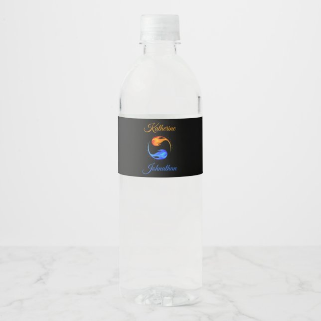Twin Flame Wedding-  Water Bottle Label (Front)