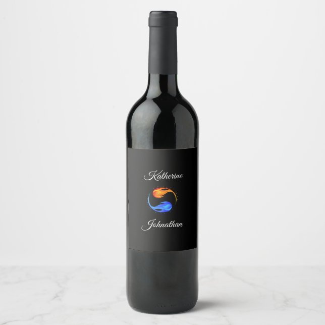 Twin Flame Wedding-  Wine Label (Front)