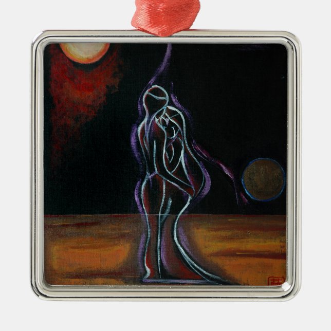 Twin Flames Ornament: Metal Tree Decoration (Front)