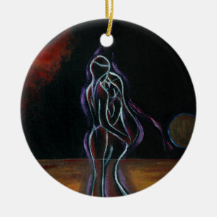 Twin Flames Ornament: Round Ceramic Tree Decoration
