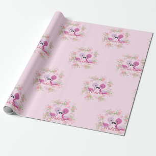Twin Flamingos in Pink Wrapping Paper