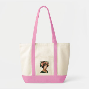 Twin Flower Ladies Elegant Floral Art Back T-Shi Tote Bag