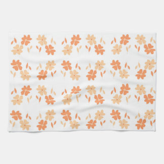 Twin Flowers tea towel - peach