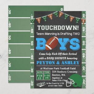 TWIN Football Baby Shower Chalkboard Invitation