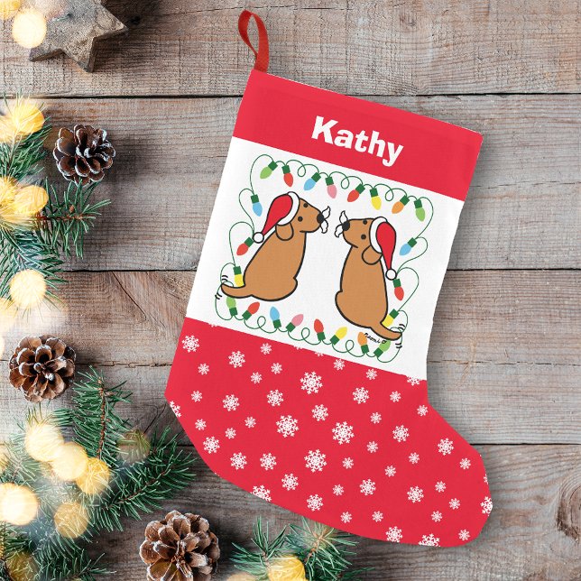 Twin Fox Red Labrador Santas Small Christmas Stocking (Personalized Twin Fox Red Labrador Santas Christmas Stocking for Labrador Retriever Owners.)