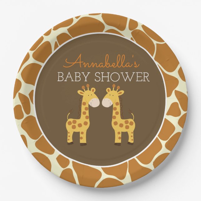 Twin Giraffes Twin Paper Plate (Front)